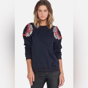 HEMANT & NANDITA Navy Crystal Embellished Crewneck